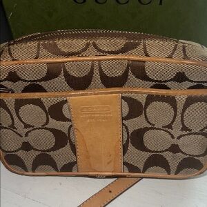 Coach Tan and Brown Signature Belt Bag